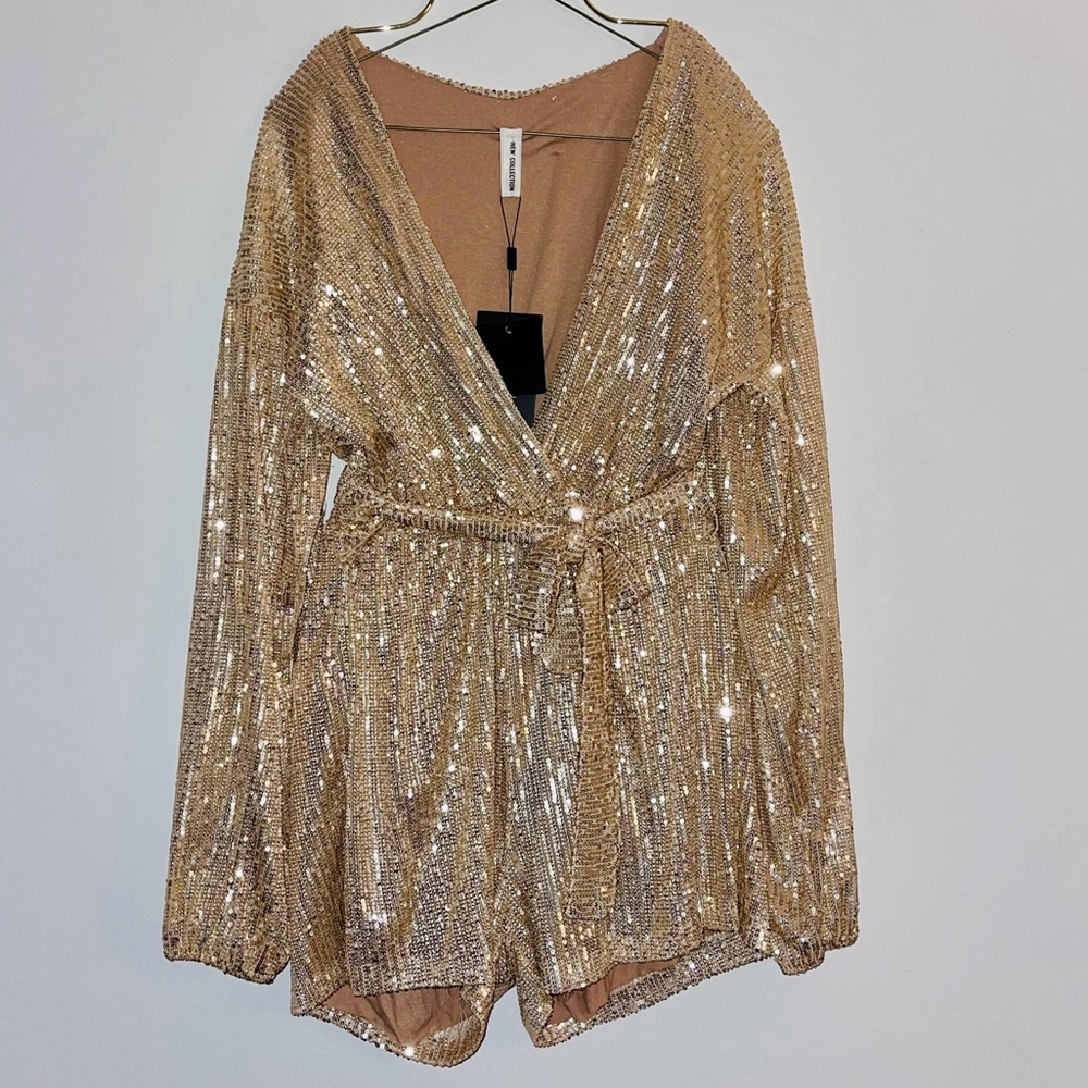 Golden Sequin Romper - New with Tag - Small / Medium - Dress Meezee